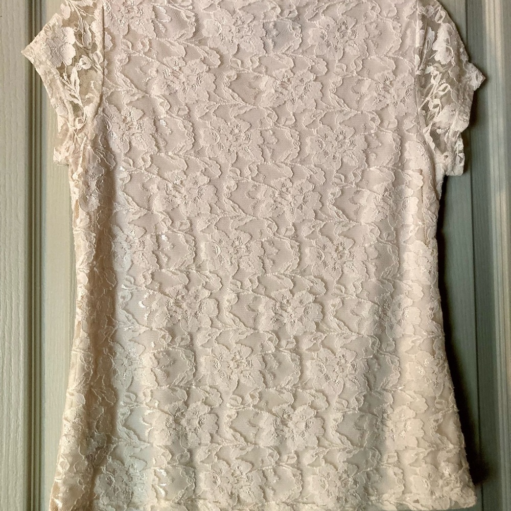 Fever White Lace Short Sleeve Top - Picture 8 of 12